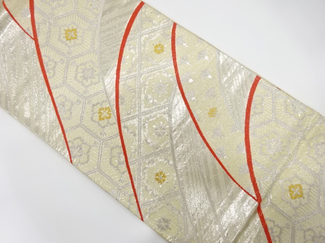 JAPANESE KIMONO / ANTIQUE FUKURO OBI / SILK / WOVEN FLOWER / ARTIST WORK